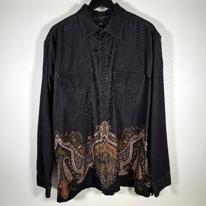 Banana Republic Acorn Corduroy Paisley Border Shirt NWT – Black Cotton XL